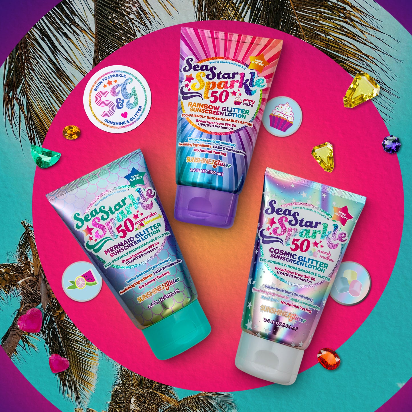 Sea Star Sparkle - Cosmic Glitter - SPF 50 - Biodegradable Glitter Sunscreen