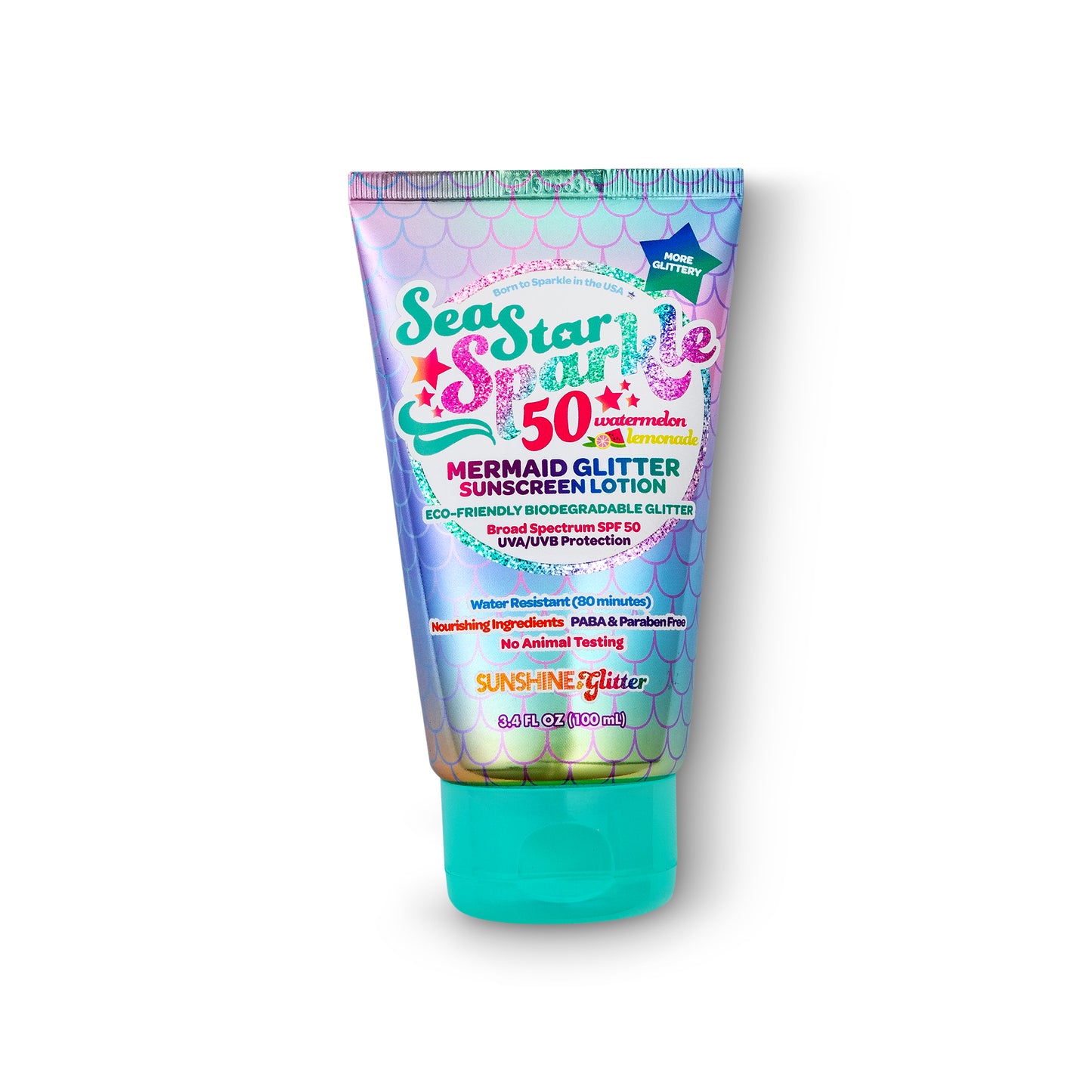 Sea Star Sparkle - Mermaid Watermelon Lemonade - SPF 50- Biodegradable Glitter Sunscreen