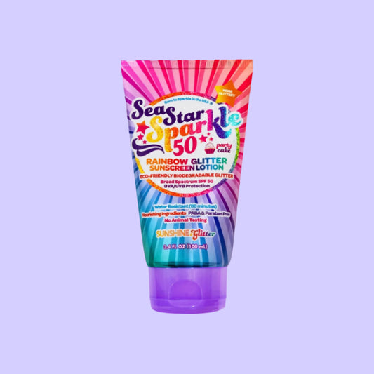 Sea Star Sparkle - Party Cake Scent - Glitter Sunscreen | Rainbow | SPF50 | 3.4 oz.