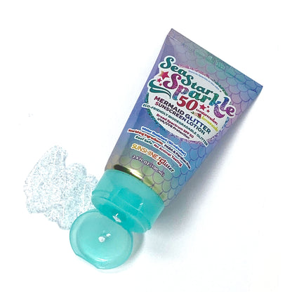 Mermaid Watermelon Lemonade  | Glitter Sunscreen | Teal & Silver | SPF 50 | 3.4 oz